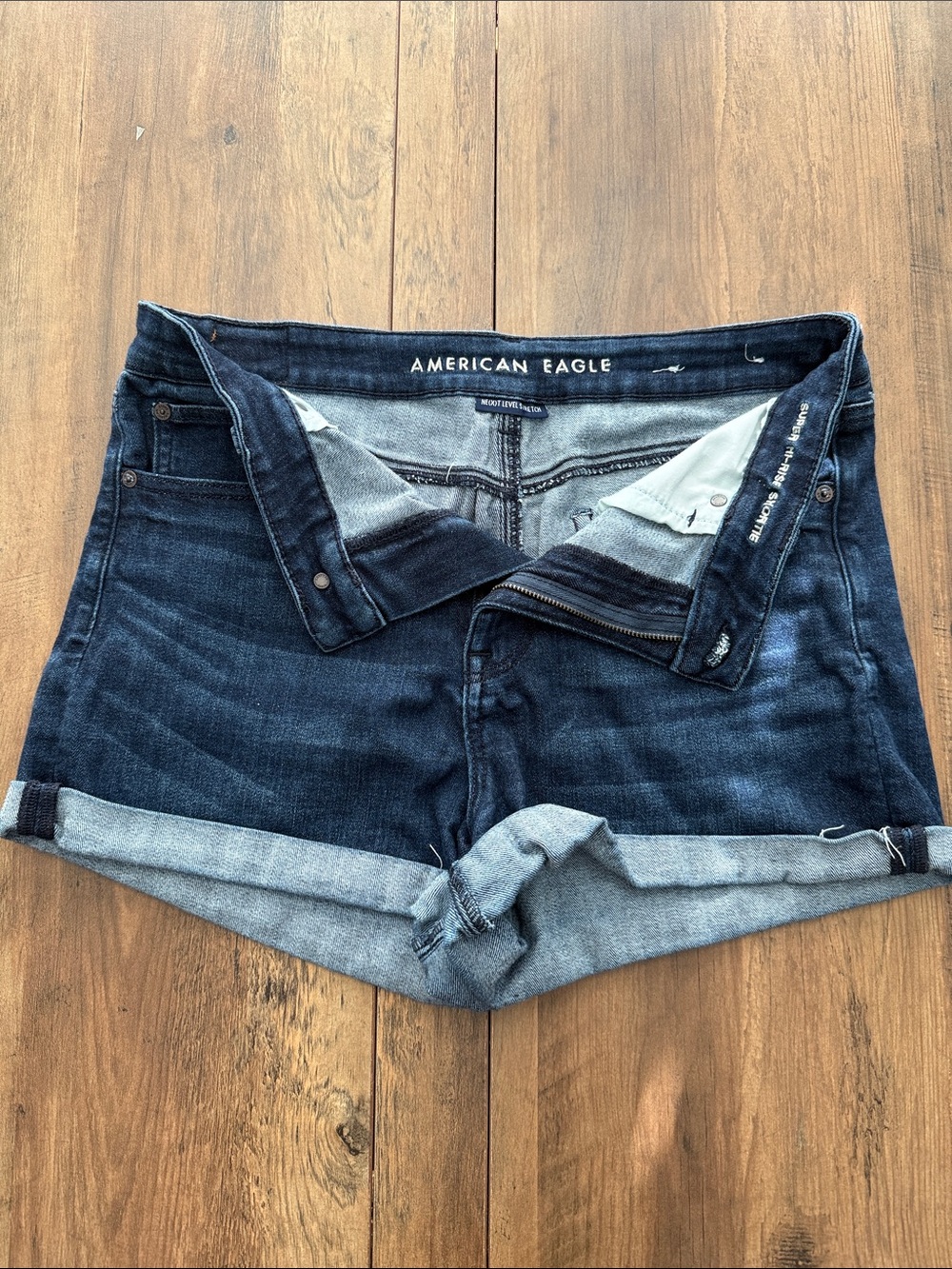 American Eagle Outfitters Dark Indigo Rolled-Hem Denim Shorts